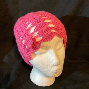 Handcrafted Women’s Crochet Pink Beanie Hat with Flower